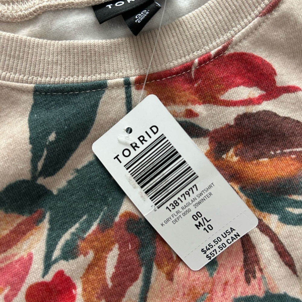 Torrid Multicolor Floral Sweatshirt